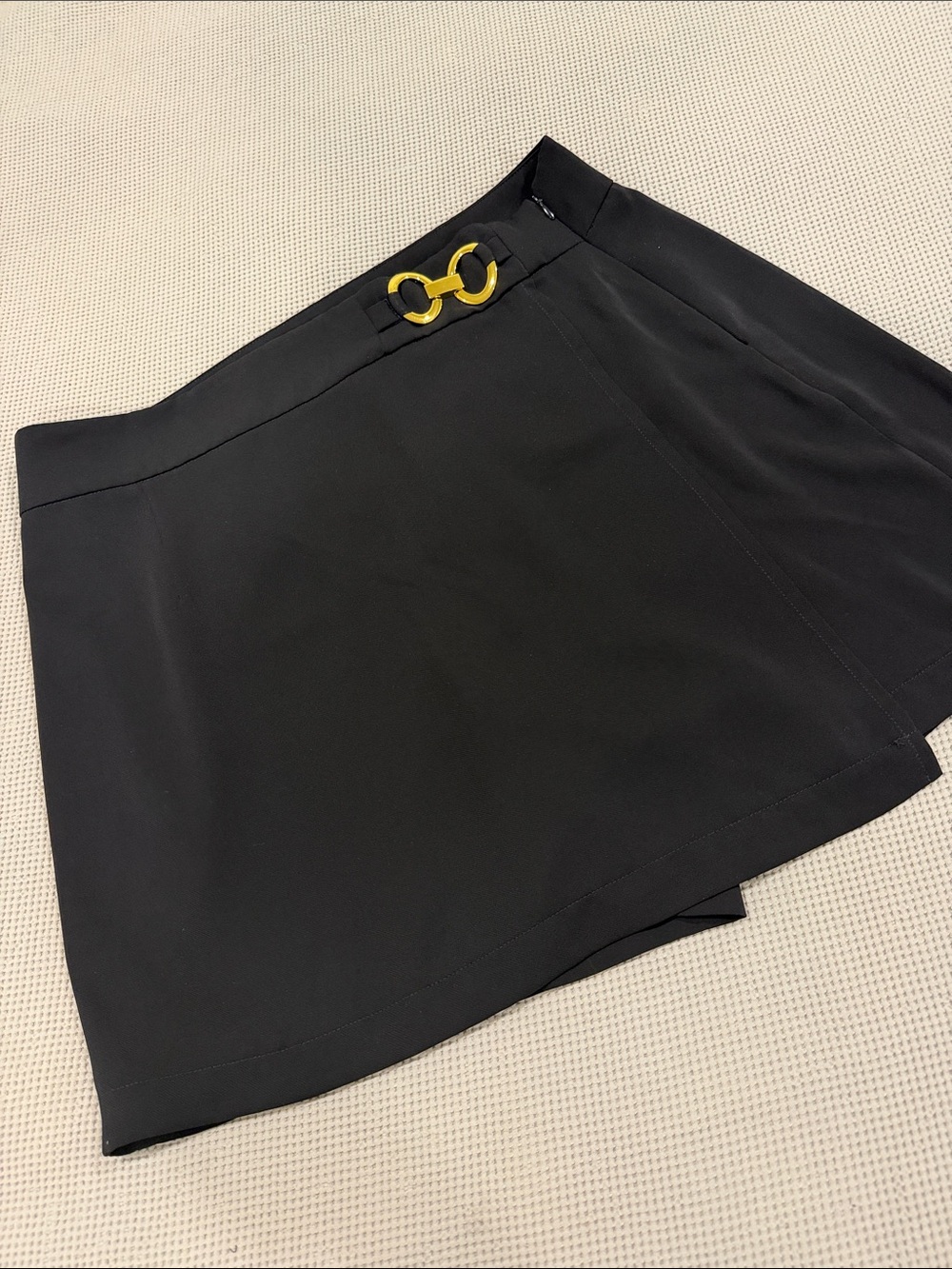 Black Women's Mini Skirt with Gold Accent